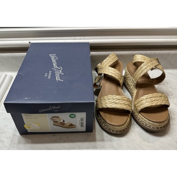 Universal Thread Kayla Heels Size 10 Strappy Braided Espadrille Platform Sandals - Picture 1 of 7